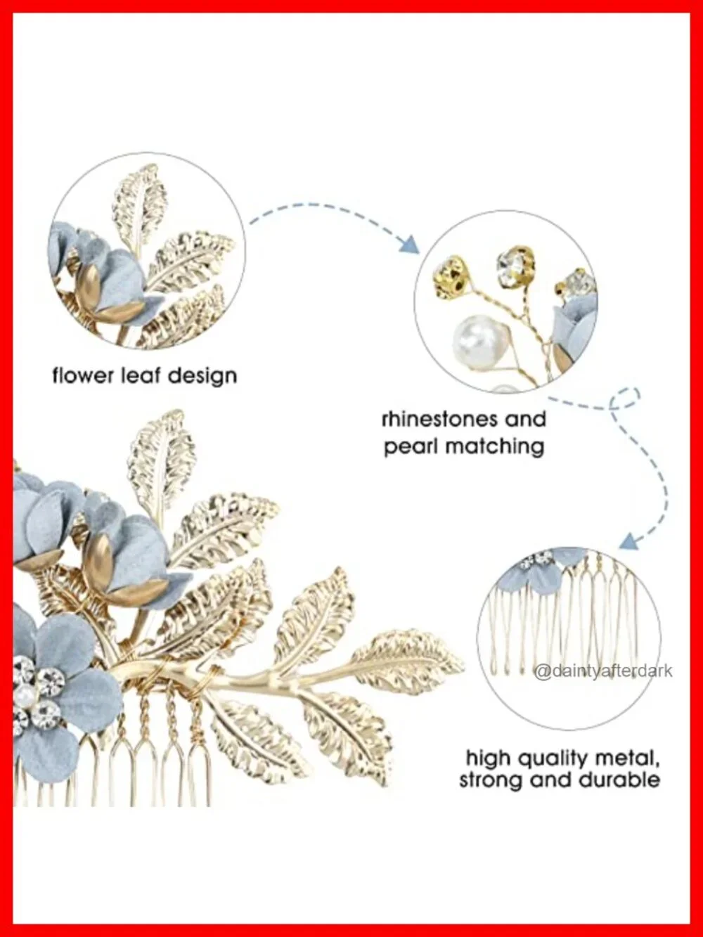 20-Piece Blue Floral Bridal Hair Combs & Pins Set